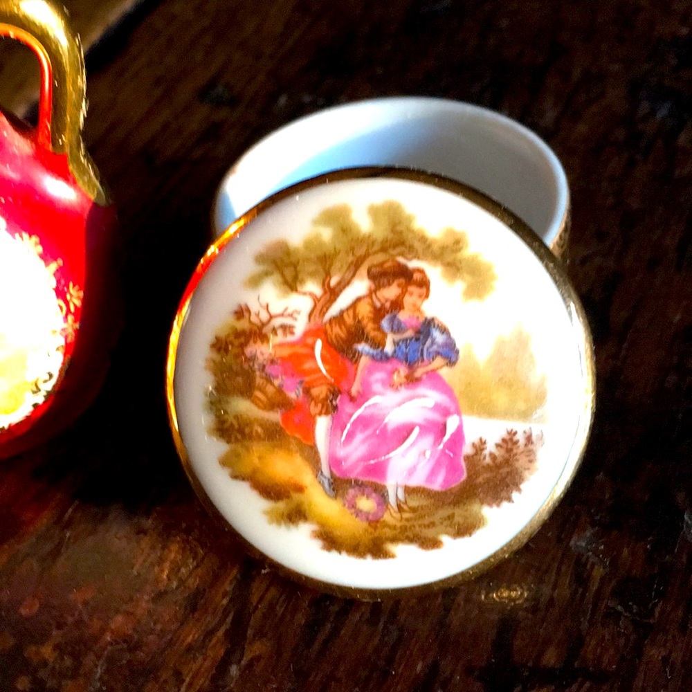 Limoges trio of Romantic theme pieces